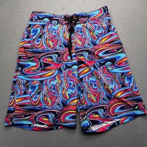Hreski Men Board Shorts Psychedelic Swirl Multicolor Size 32 Trippy Rave Beach